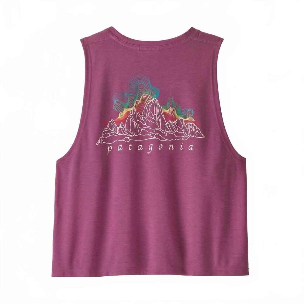 NEW PATAGONIA women's capilene cool trail cropped tank top in fitz roy nimbus: f